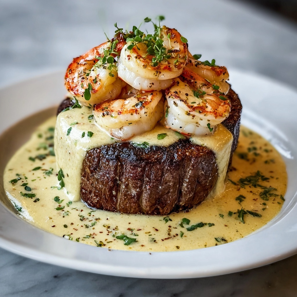 Decadent Filet Mignon with Shrimp and Lobster Cream Sauce Recipe - Recipe Image