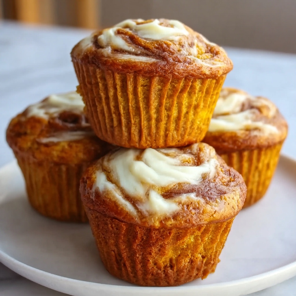 Fluffy Pumpkin Cream Cheese Swirl Muffins Recipe - Recipe Image