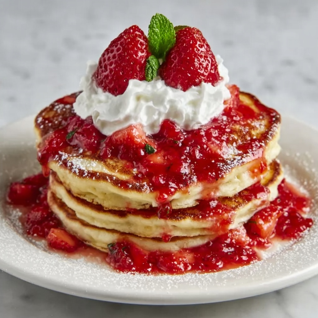 Fluffy Strawberry Cheesecake Pancakes Recipe - Recipe Image