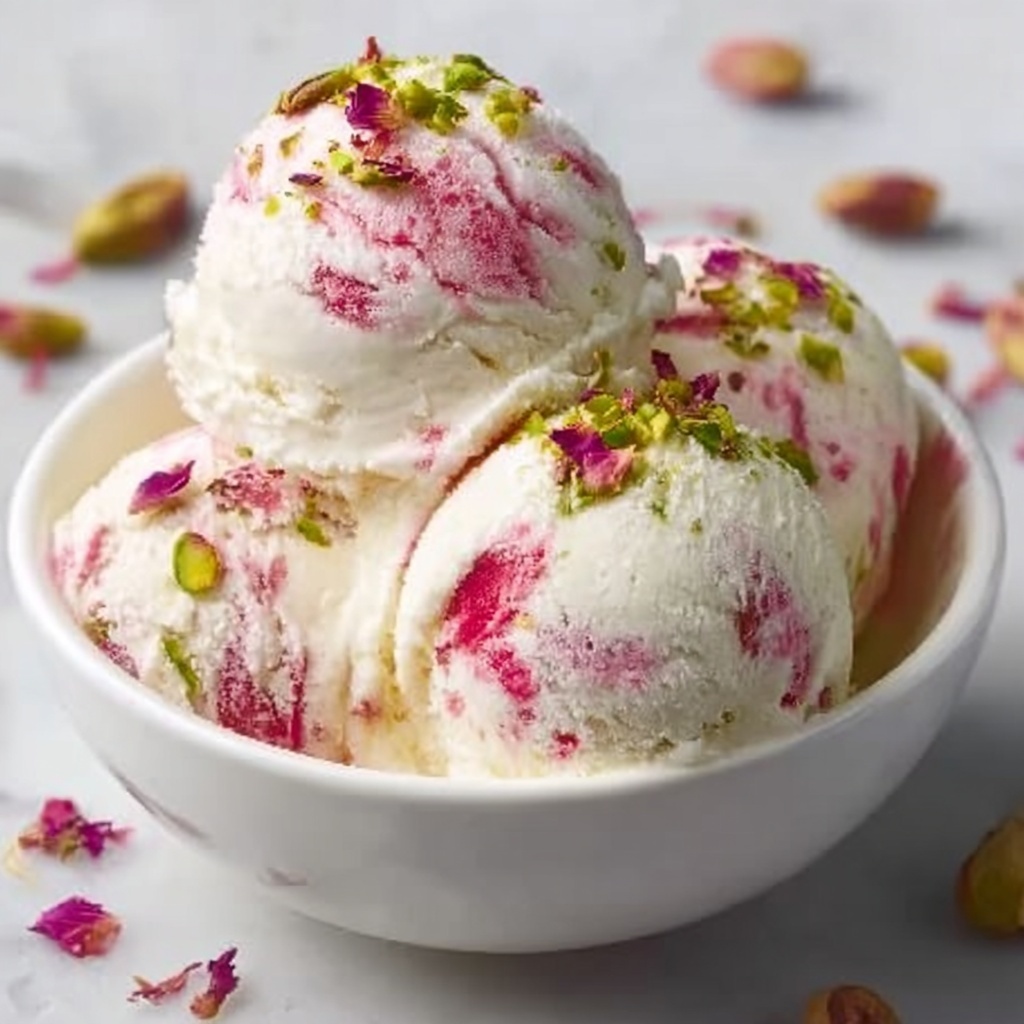 Rose Pistachio Ice Cream Recipe - Recipe Image