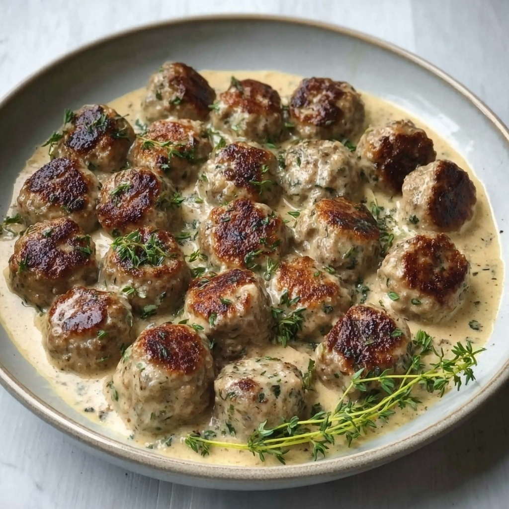 Creamy Mushroom Chicken Meatballs Recipe - Recipe Image