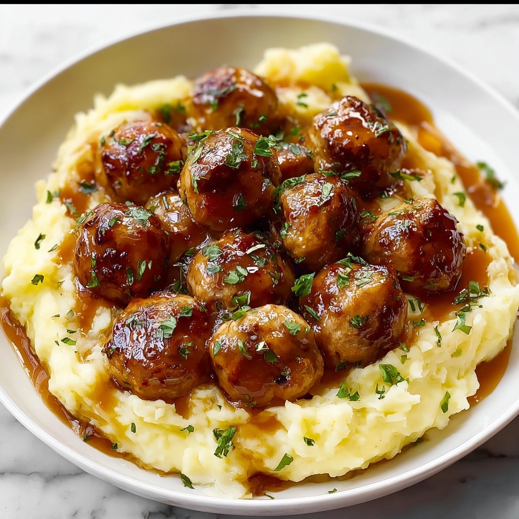 Irresistible Salisbury Meatballs & Mashed Potatoes Recipe - Recipe Image