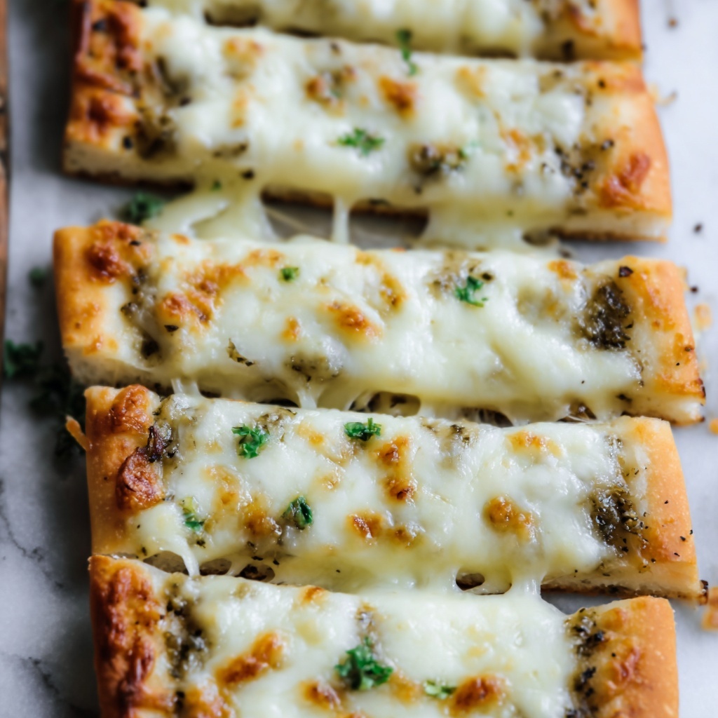 Cheesy Pesto Garlic Bread Recipe - Recipe Image