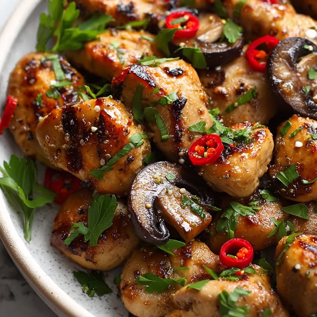 Garlic Mushroom Chicken Bites Recipe - Recipe Image