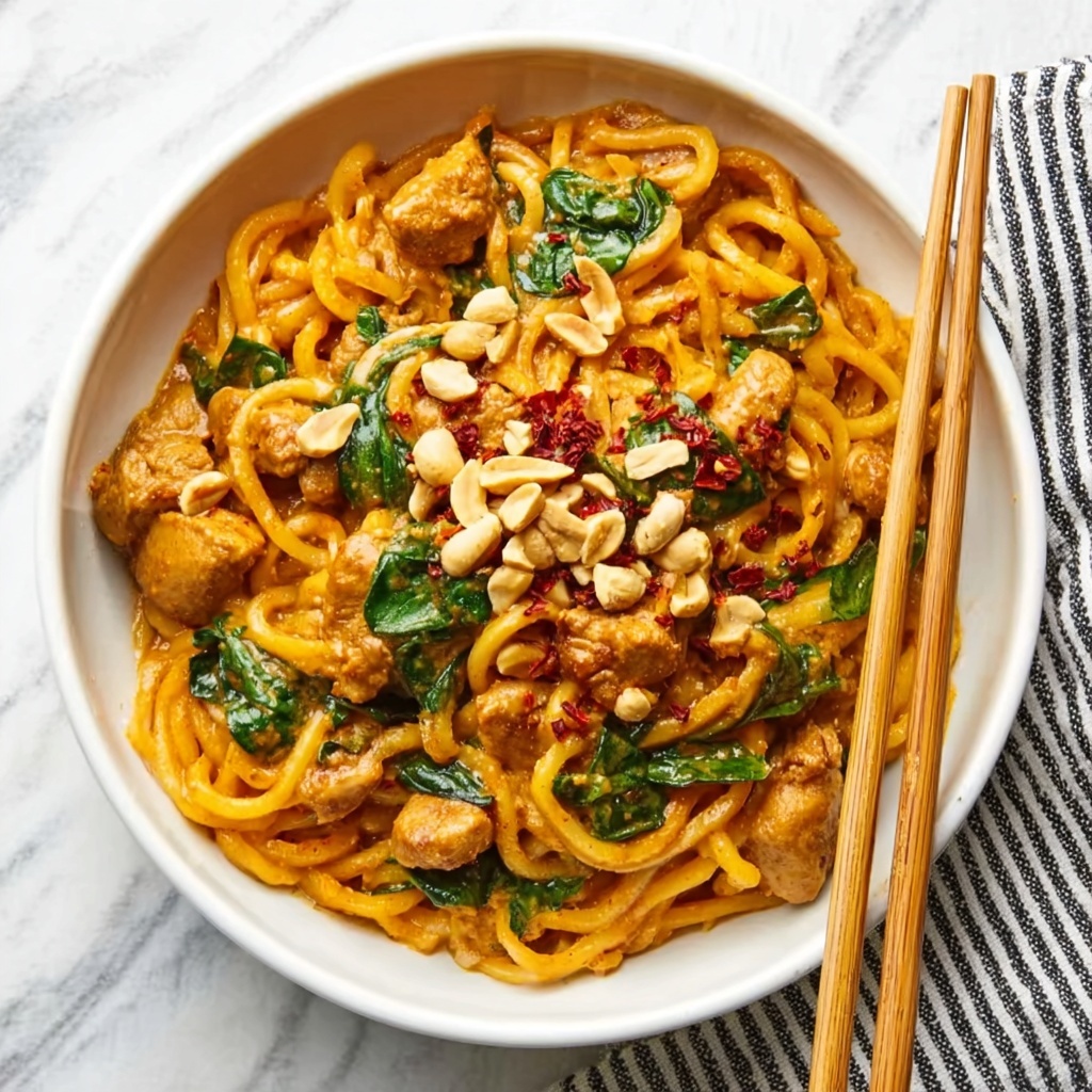 Sweet & Spicy Hot Chili Chicken Noodles with Basil Recipe - Recipe Image