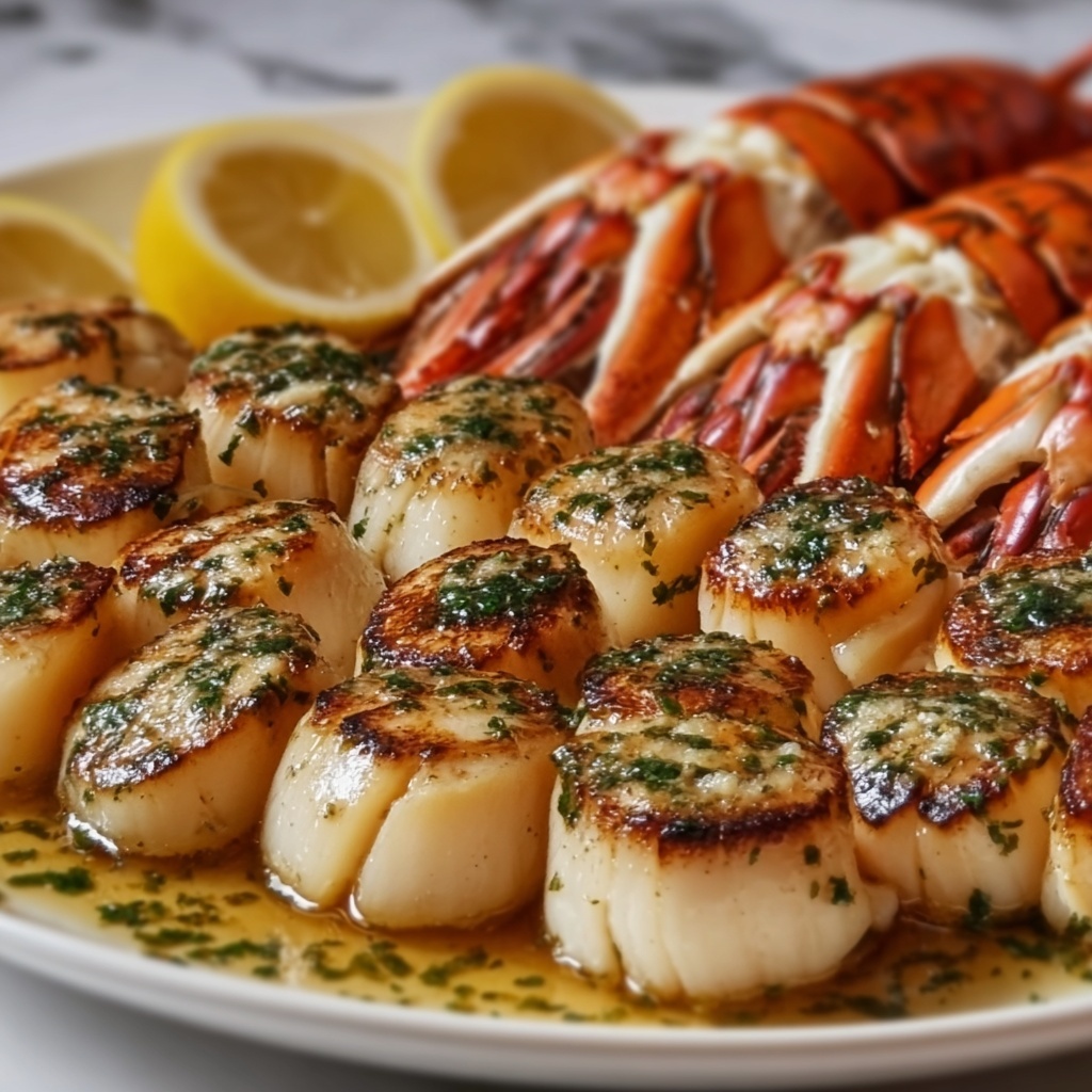 Garlic Butter Lobster and Scallops Recipe - Recipe Image