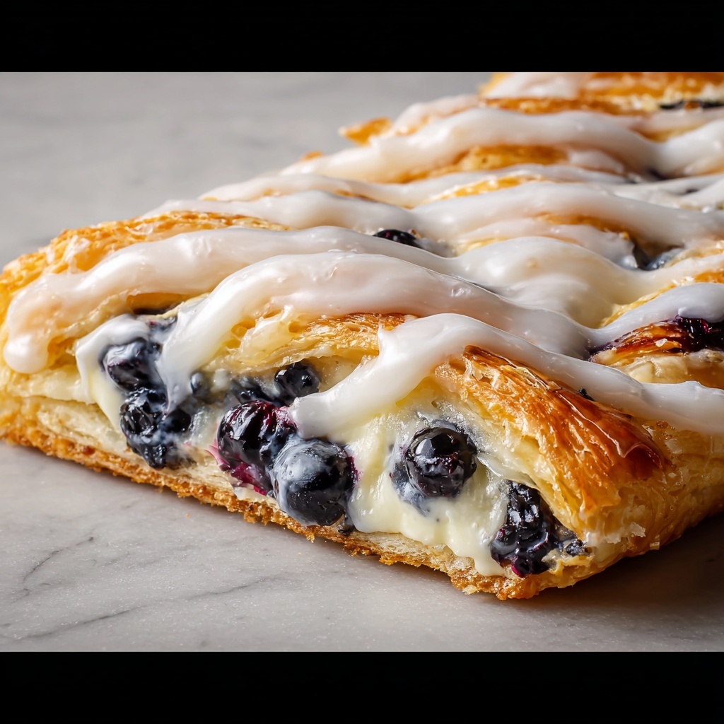 Blueberry Cream Cheese Pastry Braid with Vanilla Icing Recipe - Recipe Image