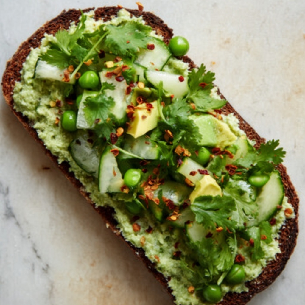 Smashed Cucumber Toast with Artichoke Edamame Spread Recipe - Recipe Image