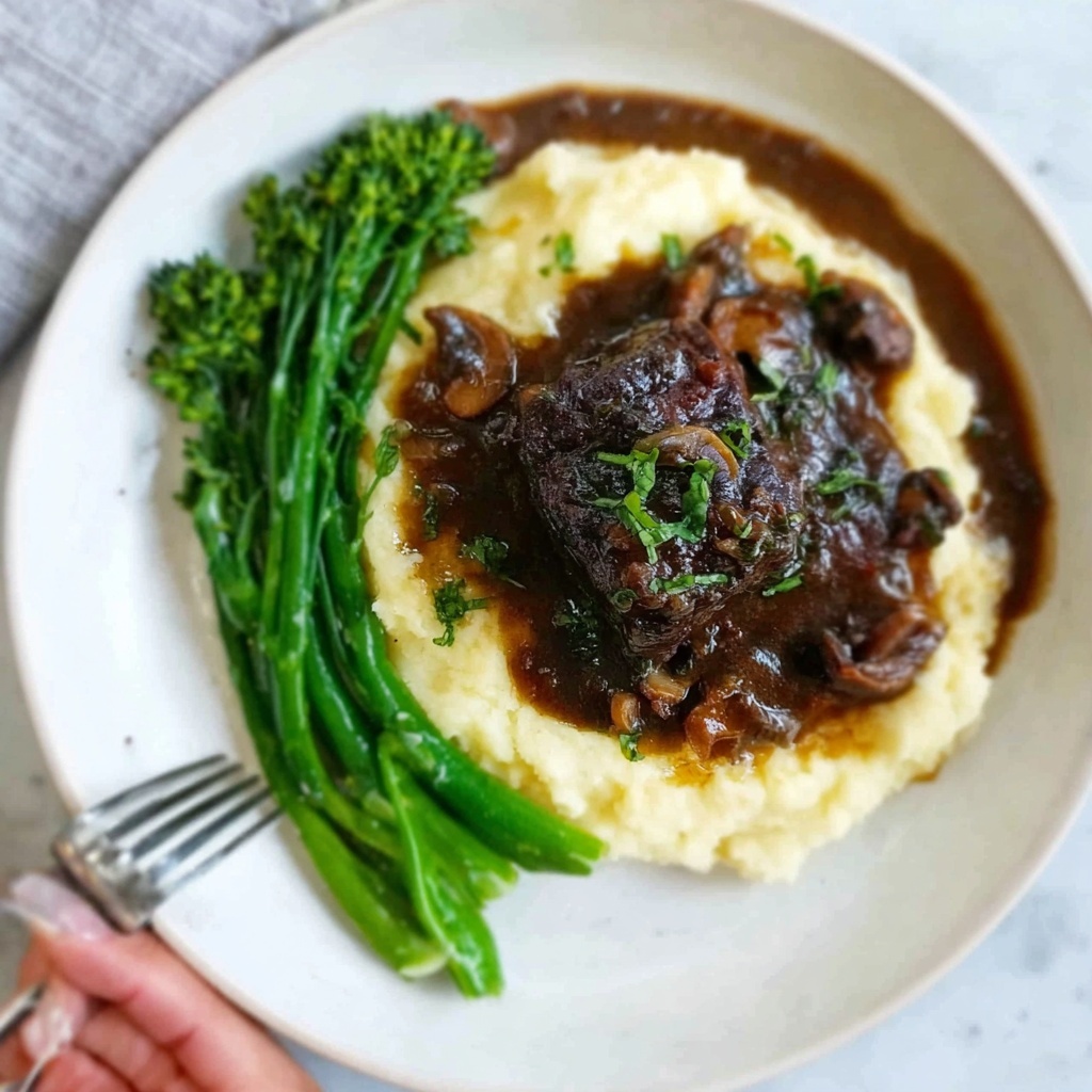 Red Wine Braised Short Ribs with Mashed Potatoes and Broccolini Recipe - Recipe Image