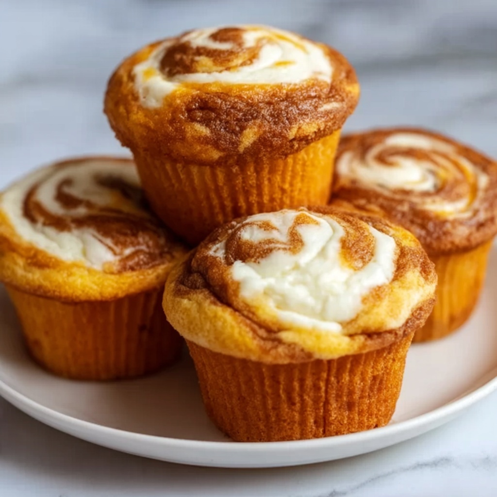 Fluffy Pumpkin Cream Cheese Swirl Muffins Recipe - Recipe Image