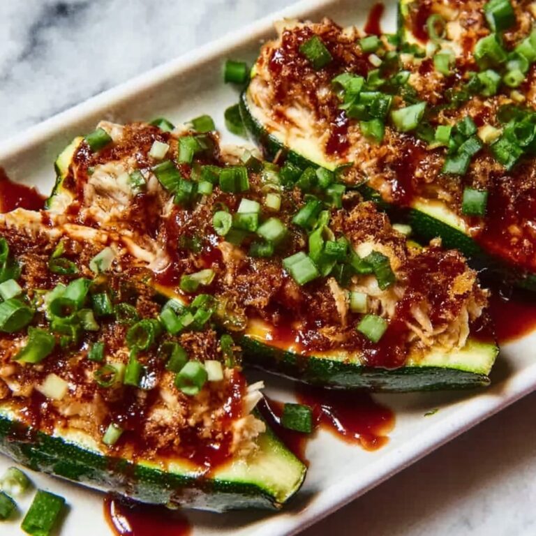Sticky BBQ Chicken Zucchini Boats Recipe