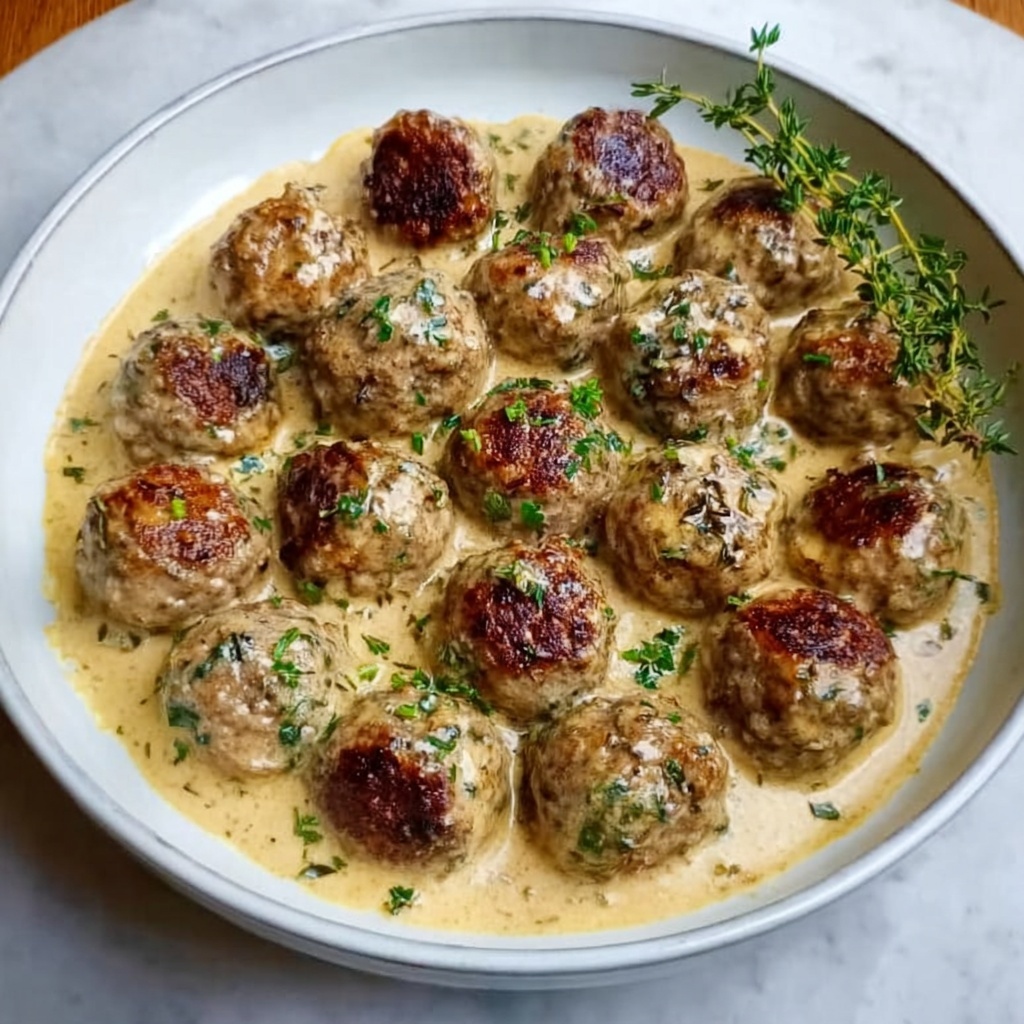 Creamy Mushroom Chicken Meatballs Recipe - Recipe Image