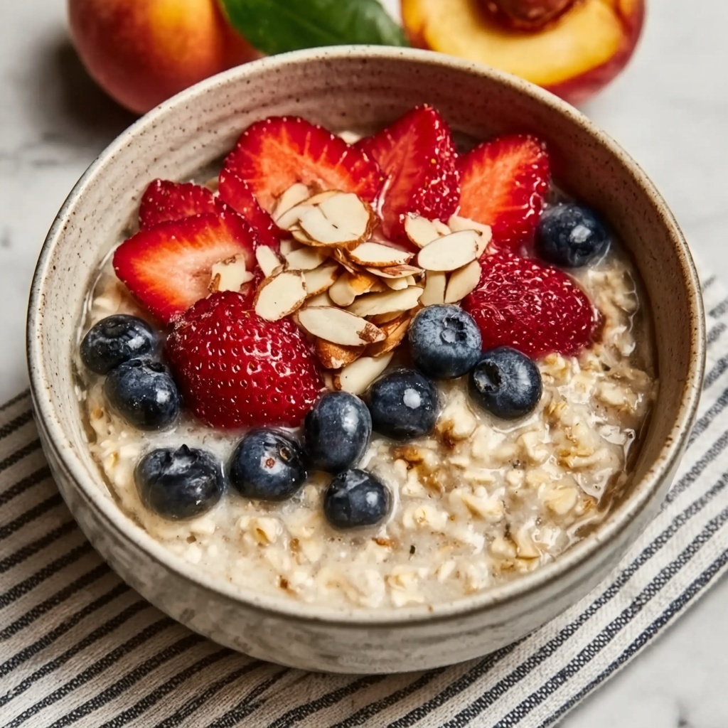 Creamy Cinnamon Oatmeal Bowl with Maple Syrup and Toppings Recipe - Recipe Image