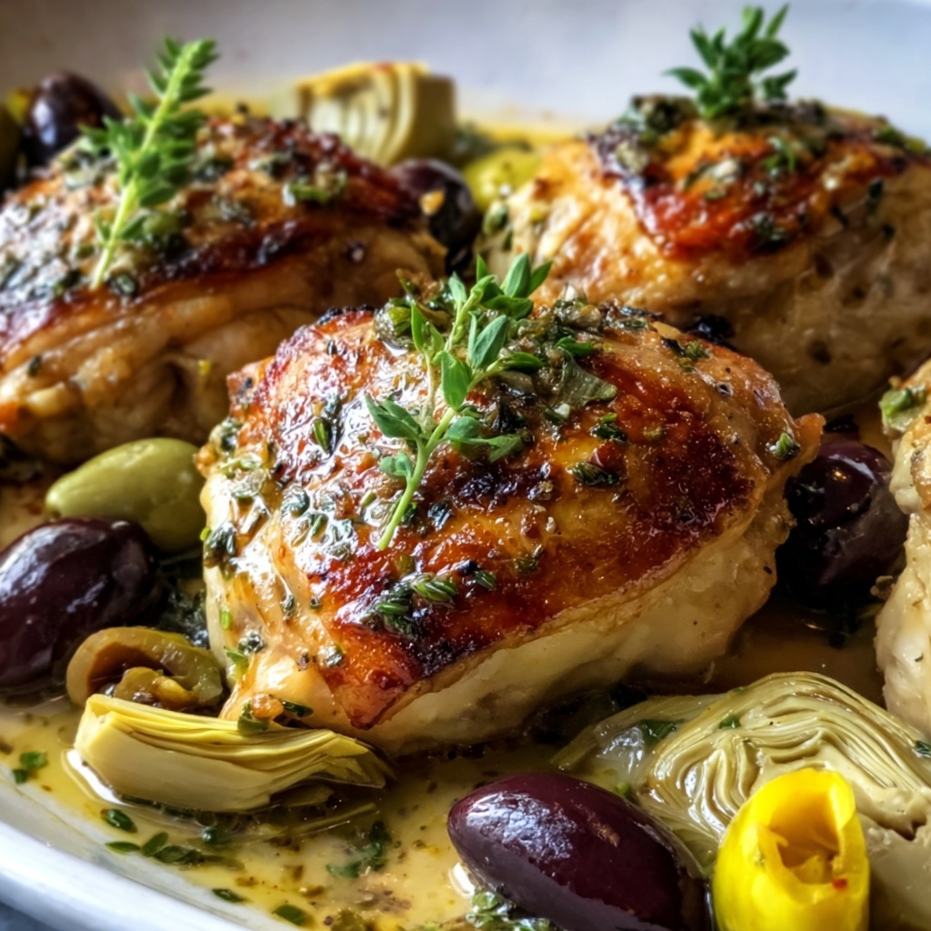 Mediterranean Lemon Chicken with Artichokes & Olives Recipe - Recipe Image