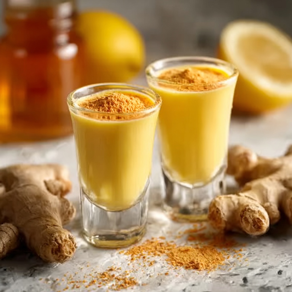 Refreshing Ginger Shots with Lemon, Turmeric, and Spicy Boost Recipe - Recipe Image