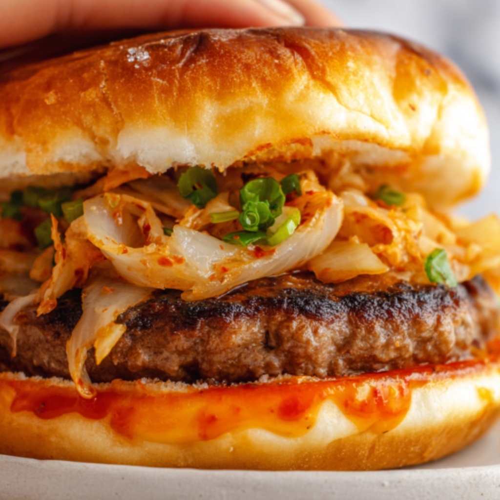 Bulgogi Kimchi Burger Recipe - Recipe Image