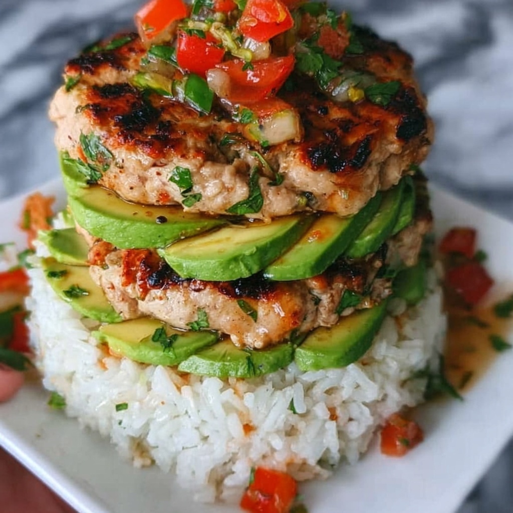 Honey Lime Chicken & Avocado Rice Stack Recipe - Recipe Image