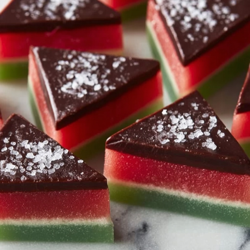 Sea Salt Dark Chocolate Watermelon Slices Recipe - Recipe Image