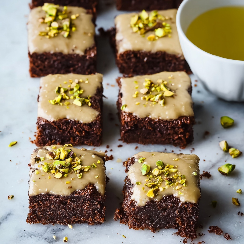 Decadent Pistachio Brownies with Pistachio White Chocolate Ganache Recipe - Recipe Image