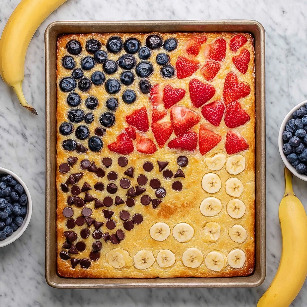 Sheet Pan Pancakes with Fresh Berries, Bananas, and Chocolate Chips Recipe - Recipe Image