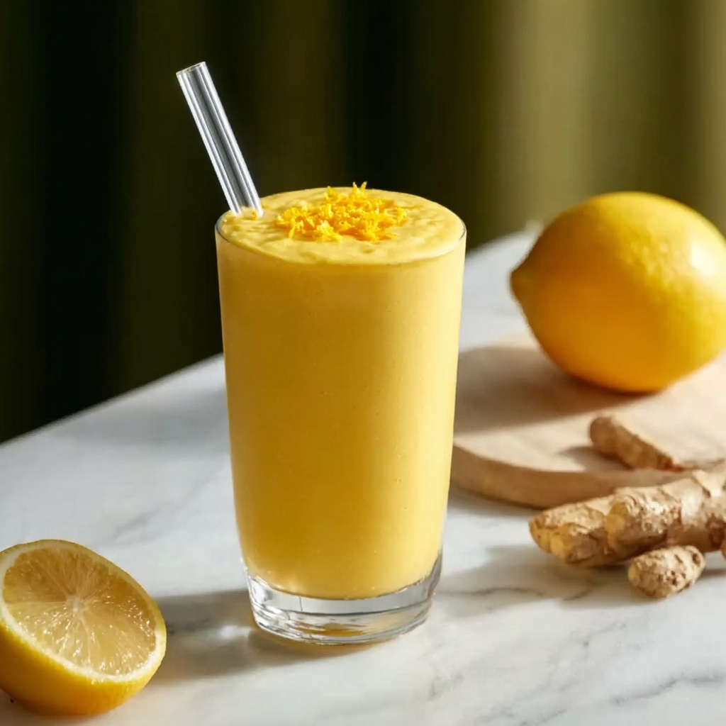 Fresh Lemon Ginger Detoxifying Smoothie Recipe - Recipe Image