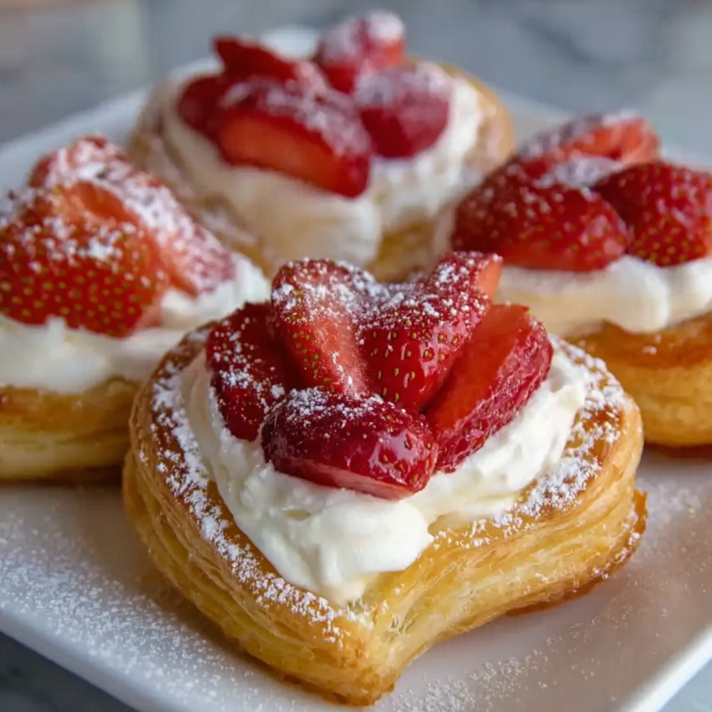 Strawberry Cream Cheese Heart Danishes Recipe - Recipe Image