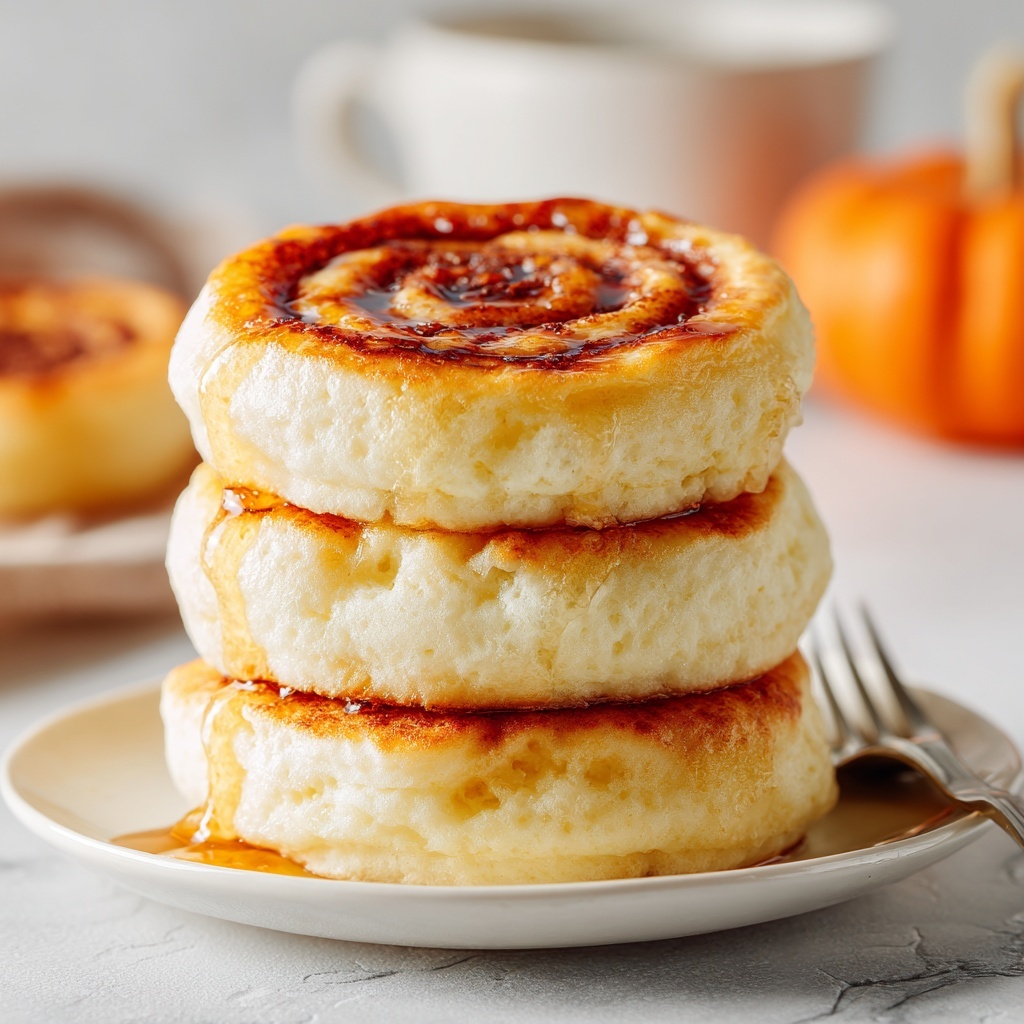 Pumpkin Cinnamon Roll Pancakes with Cream Cheese Glaze Recipe - Recipe Image